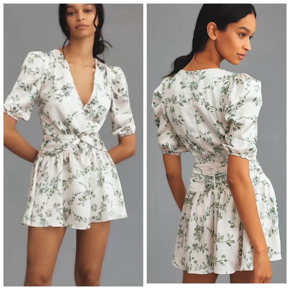 MISA Los Angeles Narcissa Dress White Sage Botanica Floral Mini XS NWT Read